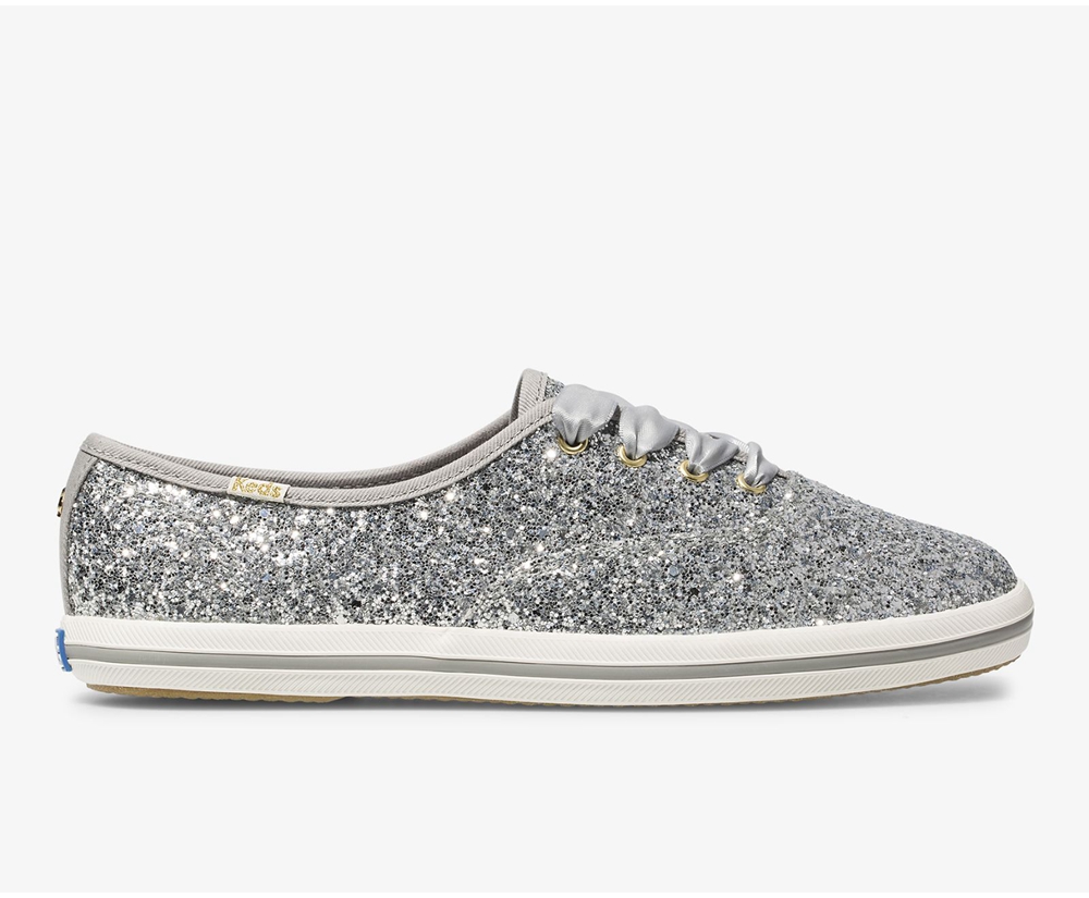 Πανινα Παπουτσια Γυναικεια - Keds Kate Spade New York Champion Glitter - Ασημι - TUNQY1942